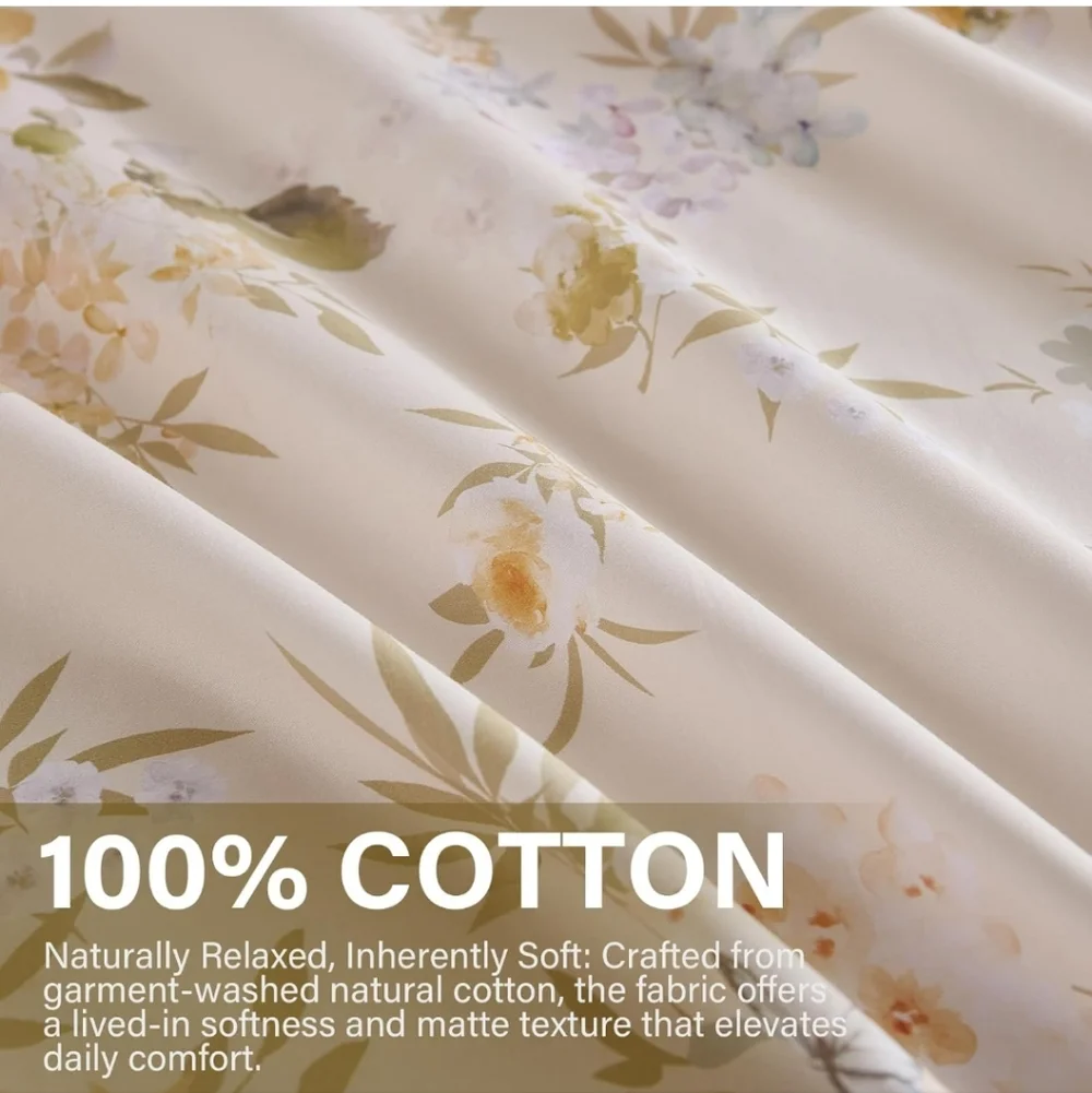 100% Cotton Duvet Cover King Size – Elegent Yellow Floral Duvet Cover Set New